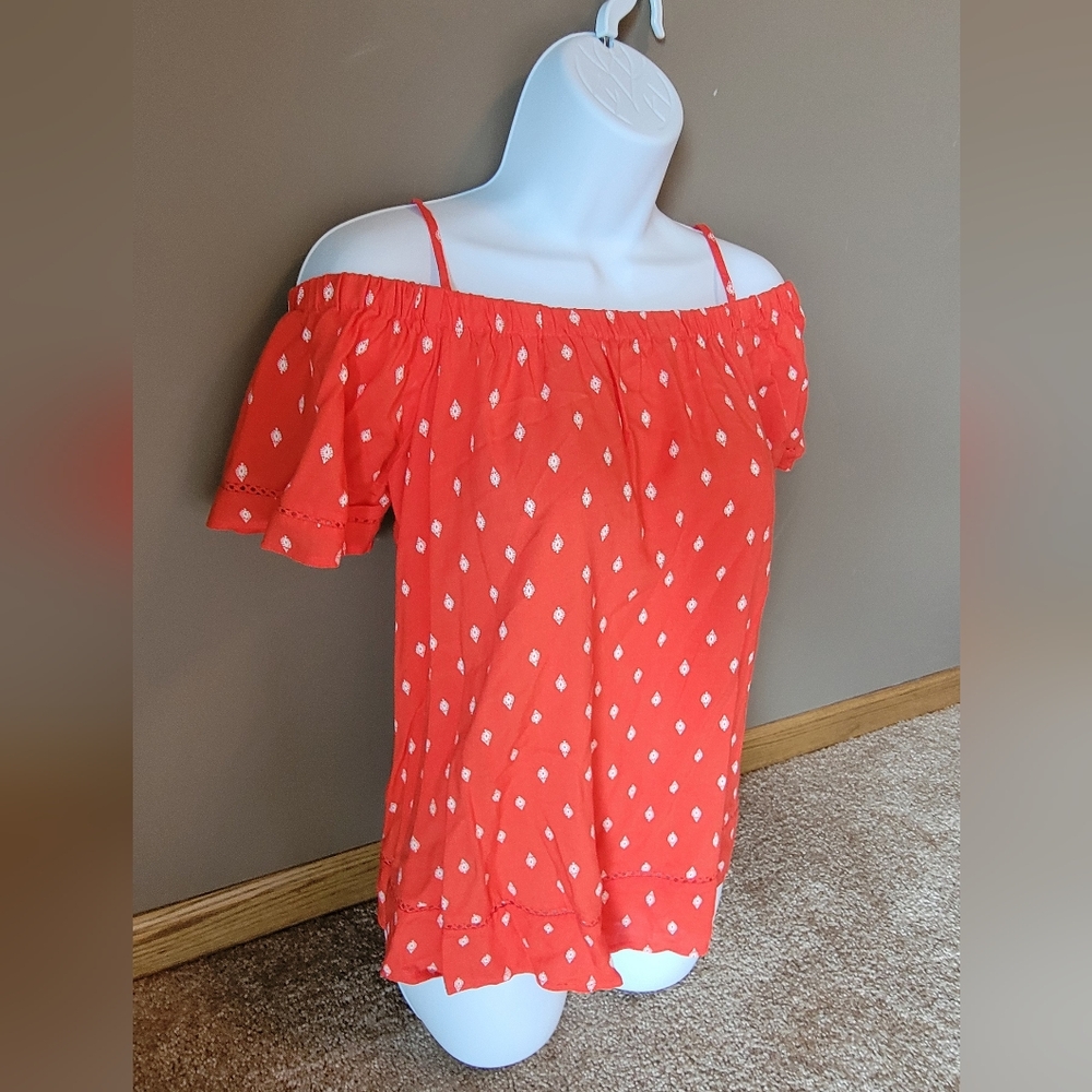 Old Navy Off the Shoulder Tank Top Flowy Blouse Orange Size Small
